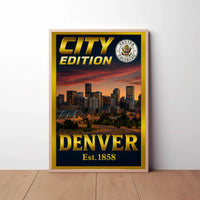 Denver Modern Skyline in Warm Colors Cultural Poster PosterGoat