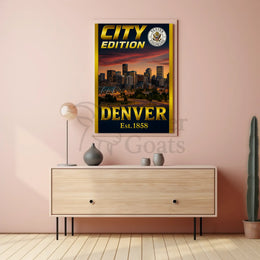 Denver Modern Skyline in Warm Colors Cultural Poster PosterGoat
