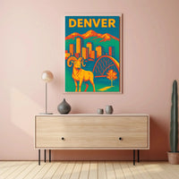 Denver Retro Skyline and Wildlife Vintage Travel Poster PosterGoat