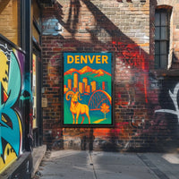 Denver Retro Skyline and Wildlife Vintage Travel Poster PosterGoat