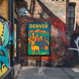 Denver Retro Skyline and Wildlife Vintage Travel Poster PosterGoat