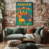 Denver Retro Skyline and Wildlife Vintage Travel Poster PosterGoat