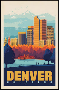 Denver Skyline Vintage Travel Poster PosterGoat