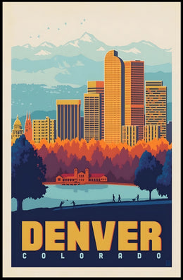 Denver Skyline Vintage Travel Poster PosterGoat