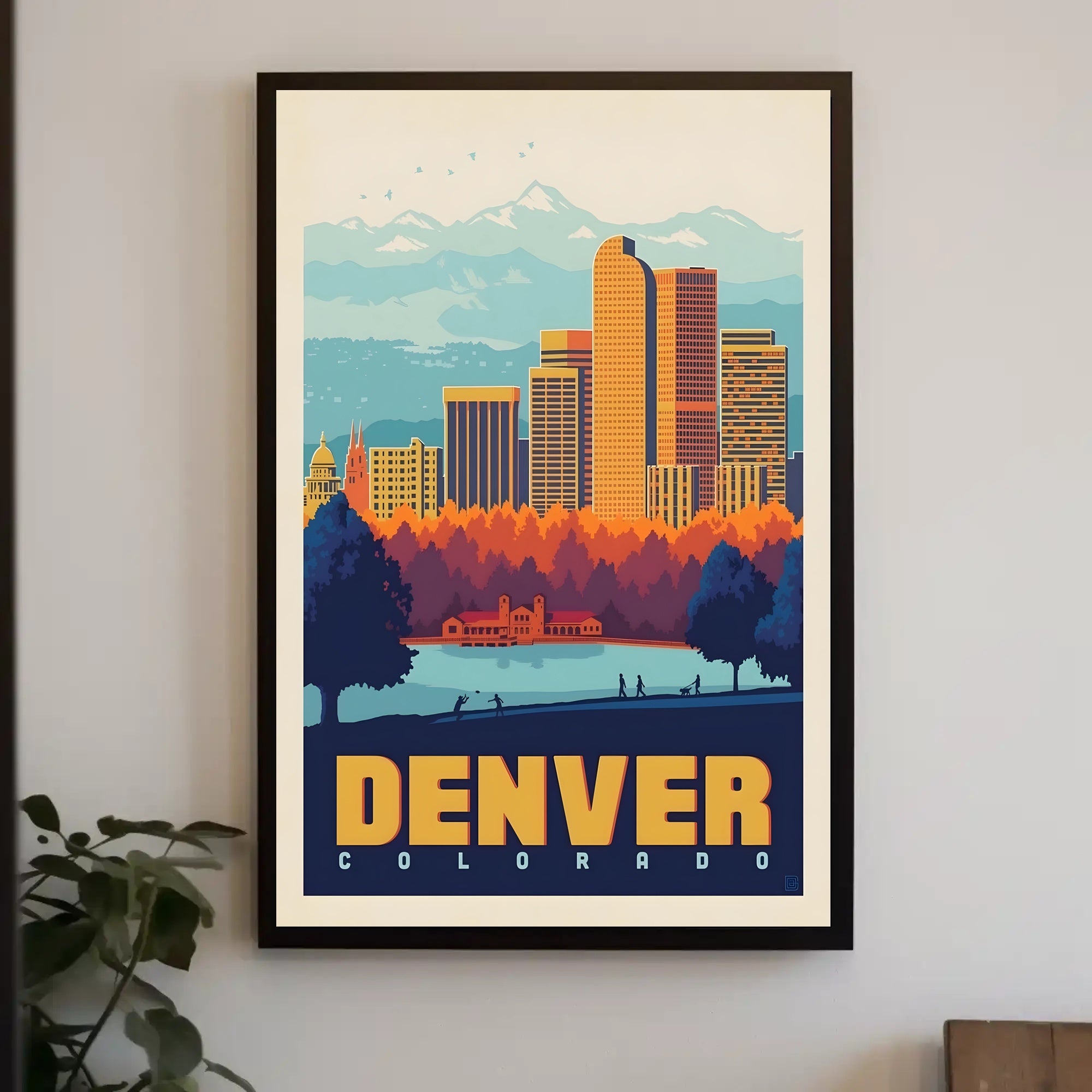 Denver Skyline Vintage Travel Poster PosterGoat