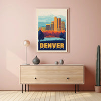 Denver Skyline Vintage Travel Poster PosterGoat