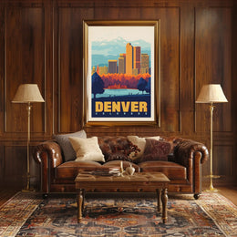 Denver Skyline Vintage Travel Poster PosterGoat