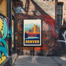 Denver Skyline Vintage Travel Poster PosterGoat