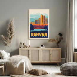 Denver Skyline Vintage Travel Poster PosterGoat