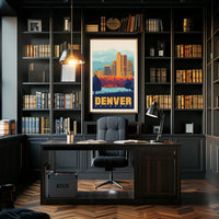 Denver Skyline Vintage Travel Poster PosterGoat