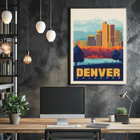 Denver Skyline Vintage Travel Poster PosterGoat