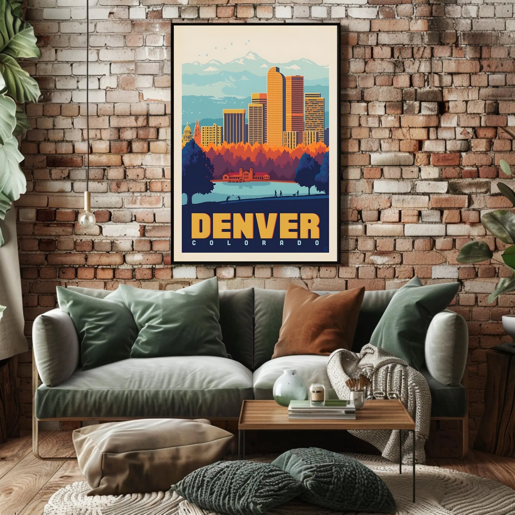 Denver Skyline Vintage Travel Poster PosterGoat
