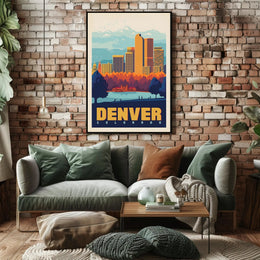 Denver Skyline Vintage Travel Poster PosterGoat