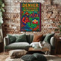 Denver's Vibrant Landscape Vintage Travel Poster PosterGoat