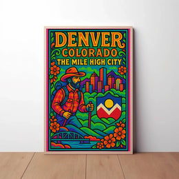 Denver's Vibrant Landscape Vintage Travel Poster PosterGoat