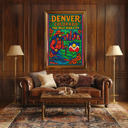 Denver's Vibrant Landscape Vintage Travel Poster PosterGoat