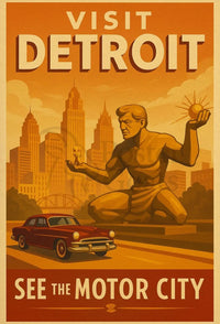 Detroit Automotive Heritage Art Deco Cultural Poster PosterGoat