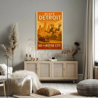 Detroit Automotive Heritage Art Deco Cultural Poster PosterGoat