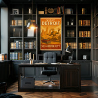 Detroit Automotive Heritage Art Deco Cultural Poster PosterGoat