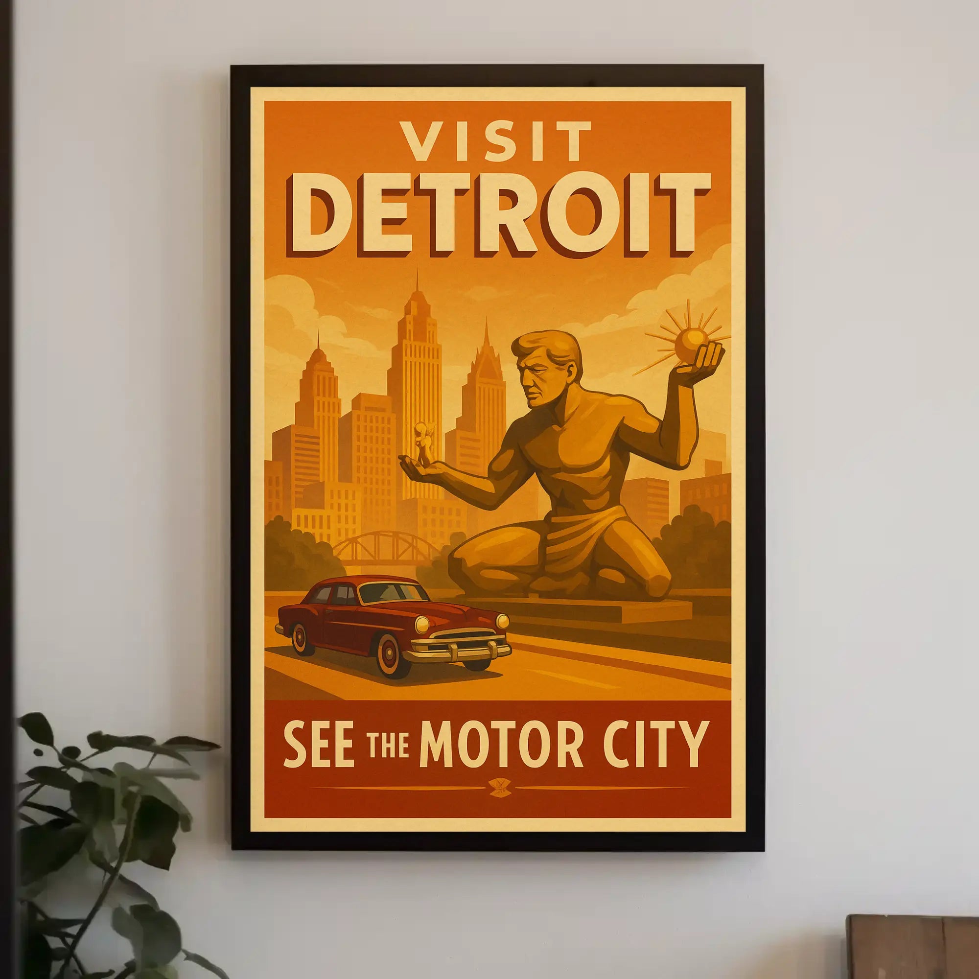 Detroit Automotive Heritage Art Deco Cultural Poster PosterGoat