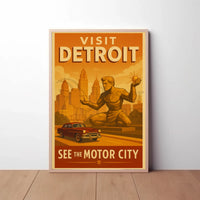 Detroit Automotive Heritage Art Deco Cultural Poster PosterGoat