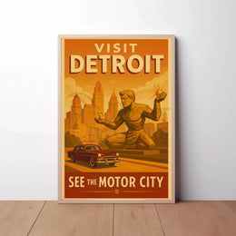Detroit Automotive Heritage Art Deco Cultural Poster PosterGoat