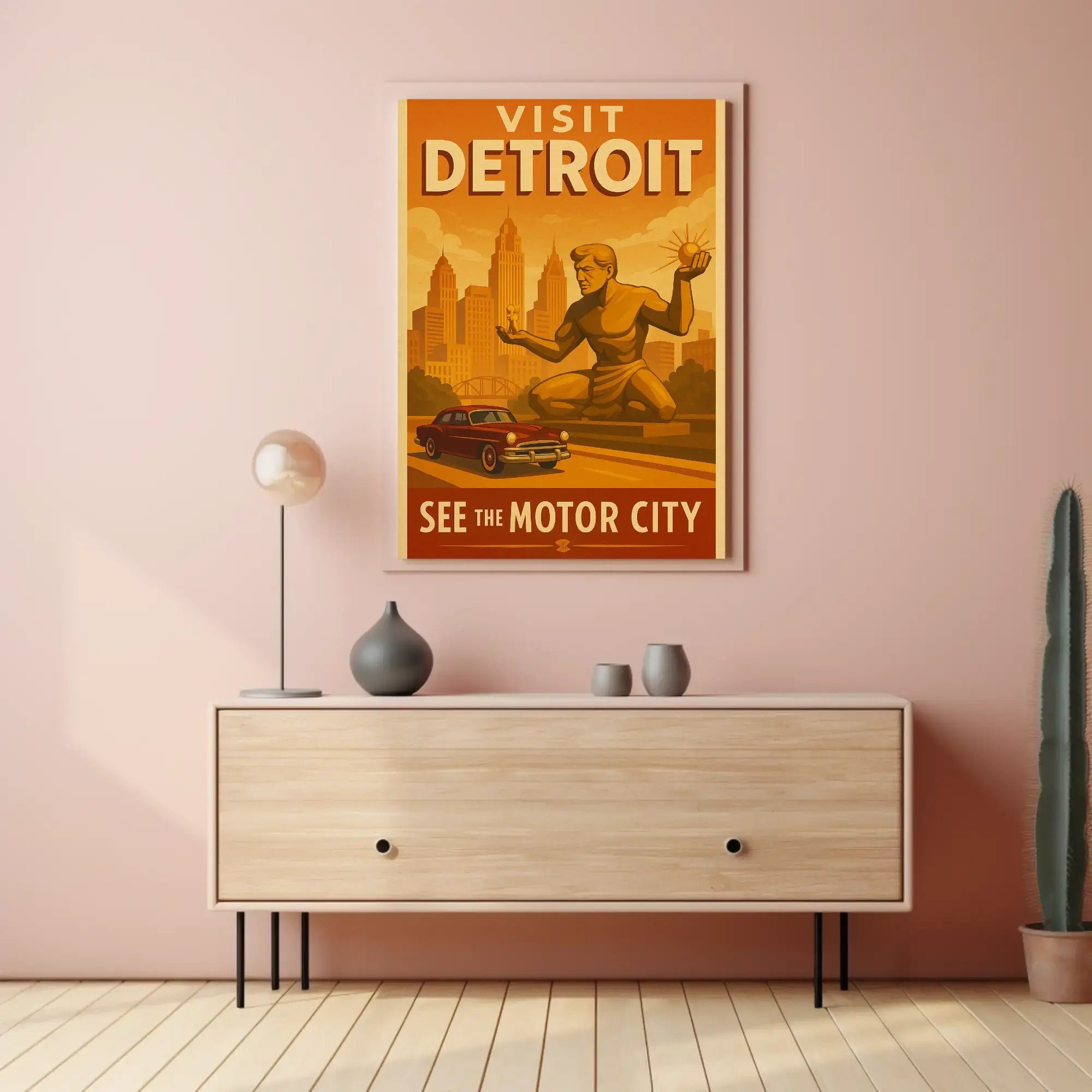 Detroit Automotive Heritage Art Deco Cultural Poster PosterGoat