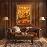 Detroit Automotive Heritage Art Deco Cultural Poster PosterGoat