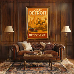 Detroit Automotive Heritage Art Deco Cultural Poster PosterGoat
