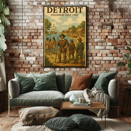 Detroit Founding History Art Cultural or Heritage Poster PosterGoat