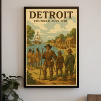 Detroit Founding History Art Cultural or Heritage Poster PosterGoat