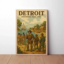 Detroit Founding History Art Cultural or Heritage Poster PosterGoat
