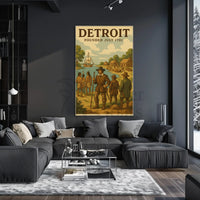 Detroit Founding History Art Cultural or Heritage Poster PosterGoat