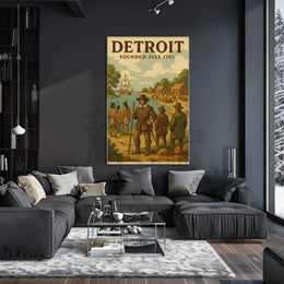 Detroit Founding History Art Cultural or Heritage Poster PosterGoat