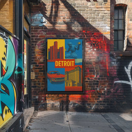 Detroit Landmarks and Muscle Car Cultural Heritage Poster PosterGoat