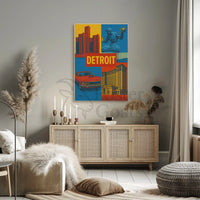 Detroit Landmarks and Muscle Car Cultural Heritage Poster PosterGoat