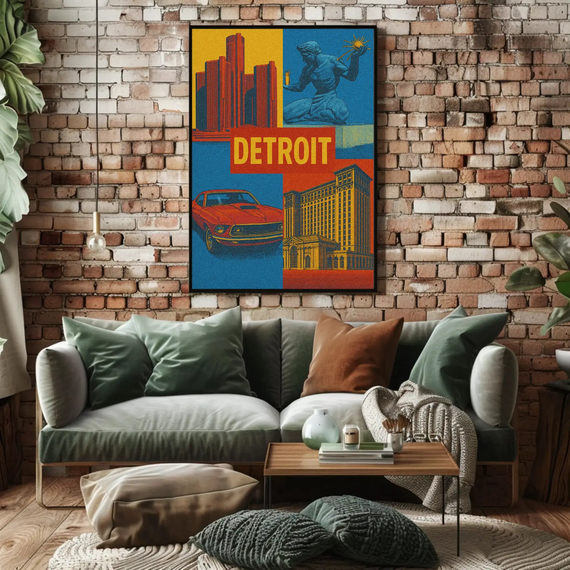 Detroit Landmarks and Muscle Car Cultural Heritage Poster PosterGoat