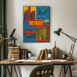 Detroit Landmarks and Muscle Car Cultural Heritage Poster PosterGoat