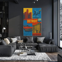 Detroit Landmarks and Muscle Car Cultural Heritage Poster PosterGoat