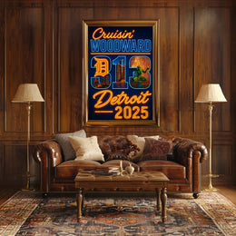 Detroit Neon Vibes Retro-Futuristic Travel Poster PosterGoat