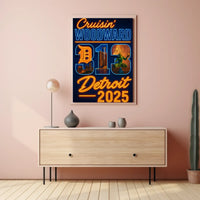 Detroit Neon Vibes Retro-Futuristic Travel Poster PosterGoat