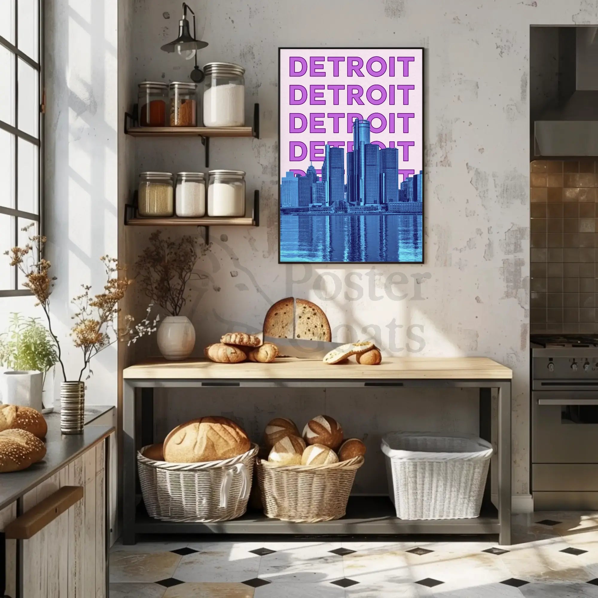 Detroit Skyline Urban Vibes Abstract, Artistic, or Pop Culture Poster PosterGoat