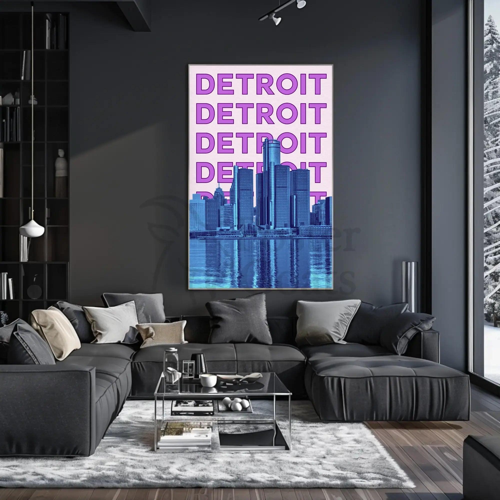 Detroit Skyline Urban Vibes Abstract, Artistic, or Pop Culture Poster PosterGoat