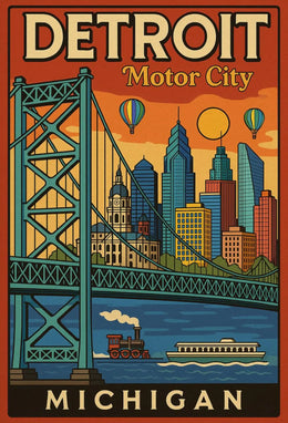 Detroit Urban Adventure Vintage Travel Poster PosterGoat