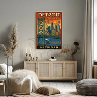 Detroit Urban Adventure Vintage Travel Poster PosterGoat