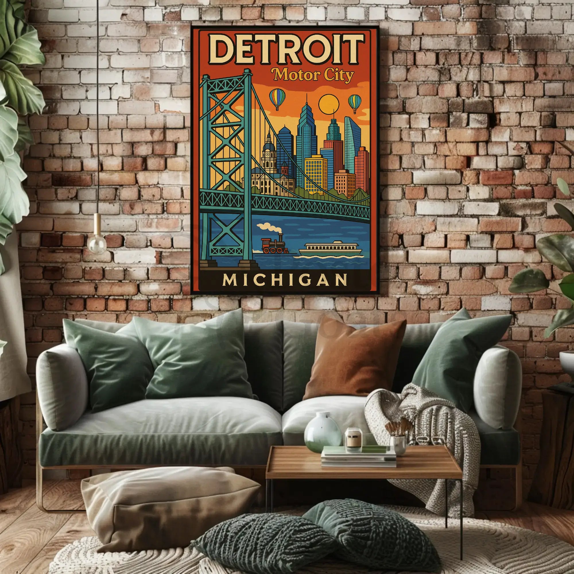 Detroit Urban Adventure Vintage Travel Poster PosterGoat