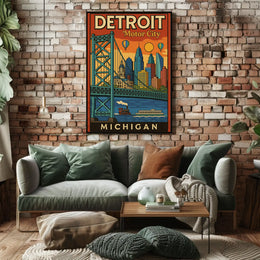 Detroit Urban Adventure Vintage Travel Poster PosterGoat