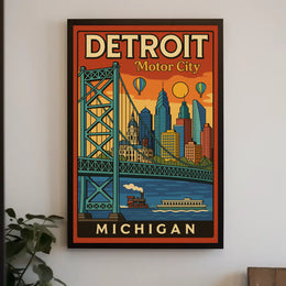 Detroit Urban Adventure Vintage Travel Poster PosterGoat