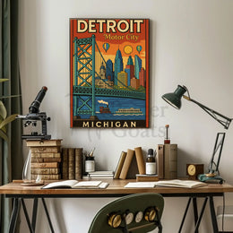 Detroit Urban Adventure Vintage Travel Poster PosterGoat