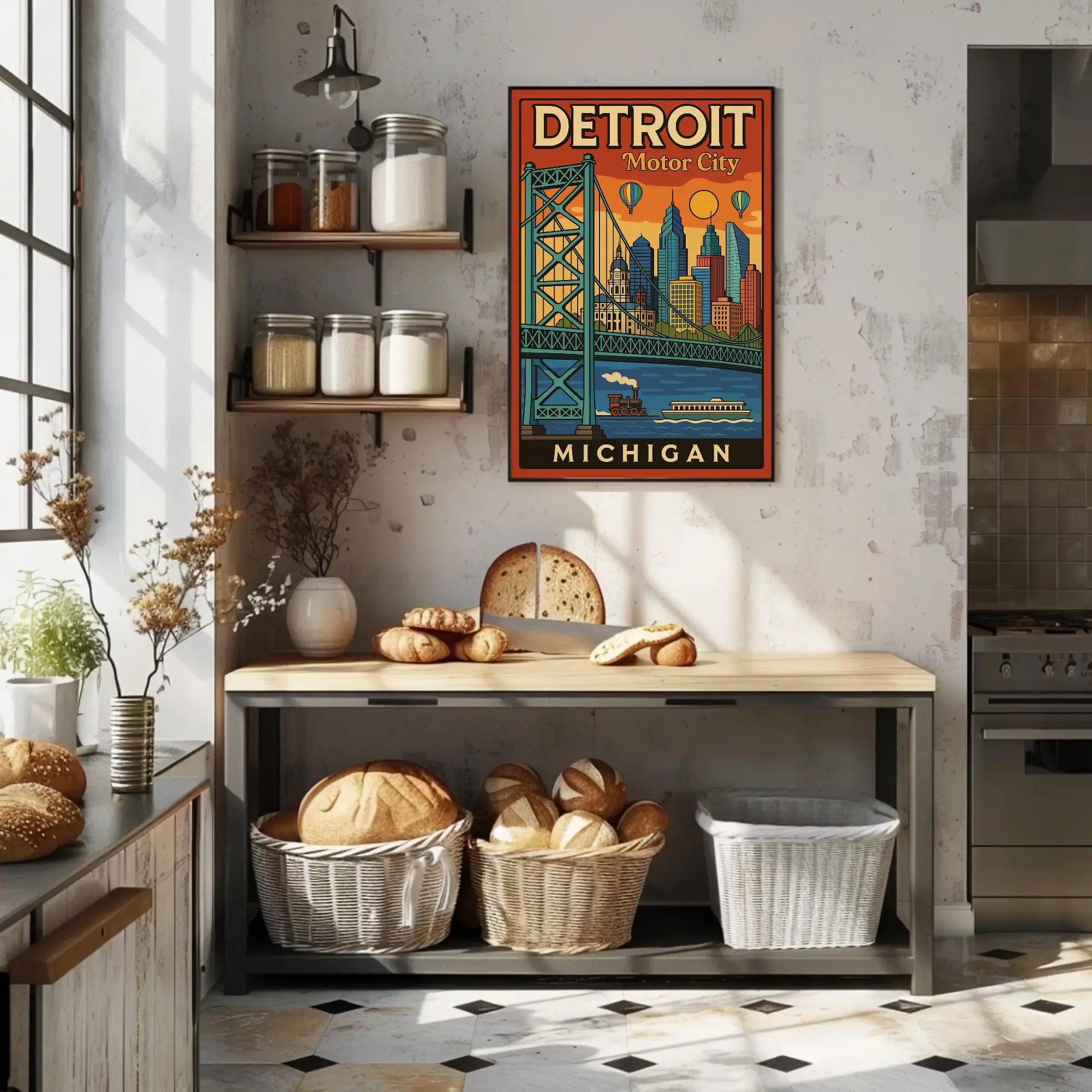 Detroit Urban Adventure Vintage Travel Poster PosterGoat